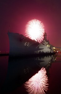 USS Alabama Fireworks